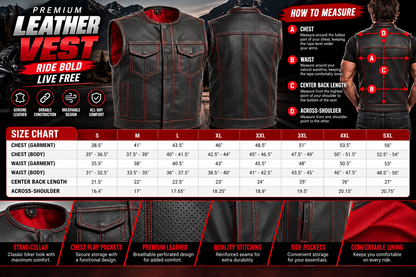 Lowside Men's Perforated Motorcycle Leather Vest