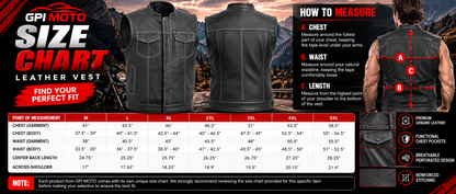 Sharp Shooter Perforated Men's Motorcycle Leather Vest