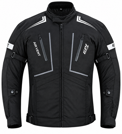 Chaqueta de moto para hombre, suave, ajustable y de alta calidad, para todas las estaciones, con 4 bolsillos, color negro