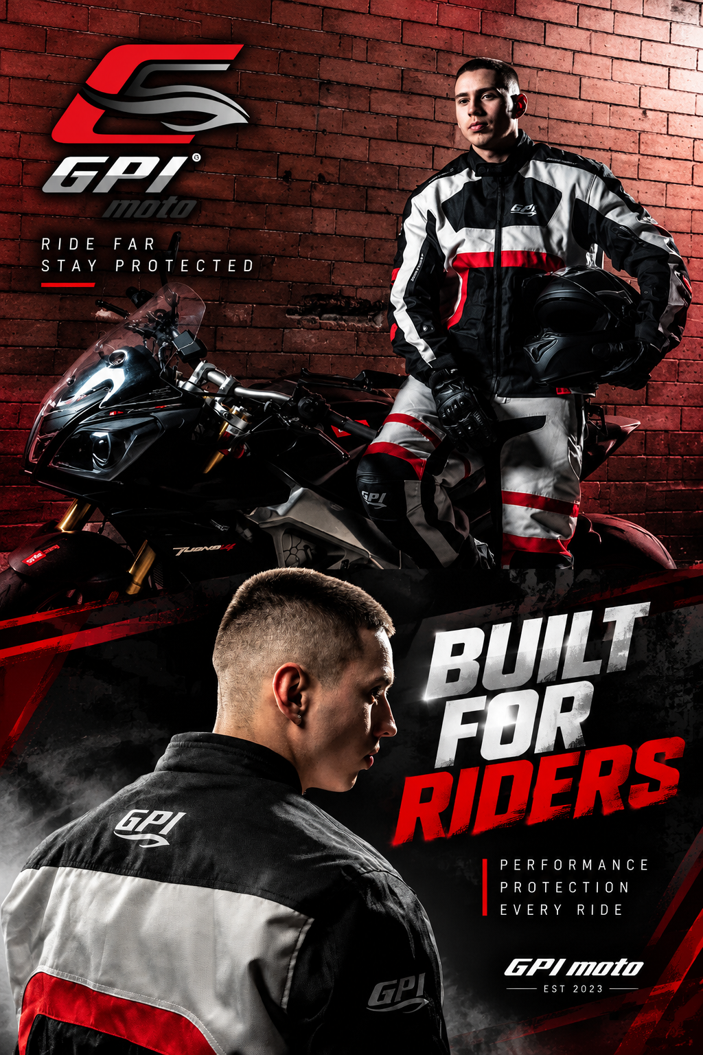 Men’s All-Season High Premium Quality Waterproof Motorcycle Jacket with 4 Pockets – Black/Beach/Red-