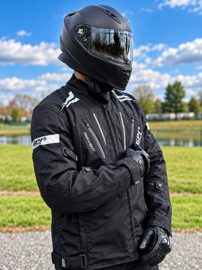 Chaqueta de moto para hombre, suave, ajustable y de alta calidad, para todas las estaciones, con 4 bolsillos, color negro