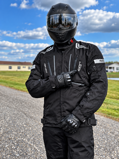 Chaqueta de moto para hombre, suave, ajustable y de alta calidad, para todas las estaciones, con 4 bolsillos, color negro