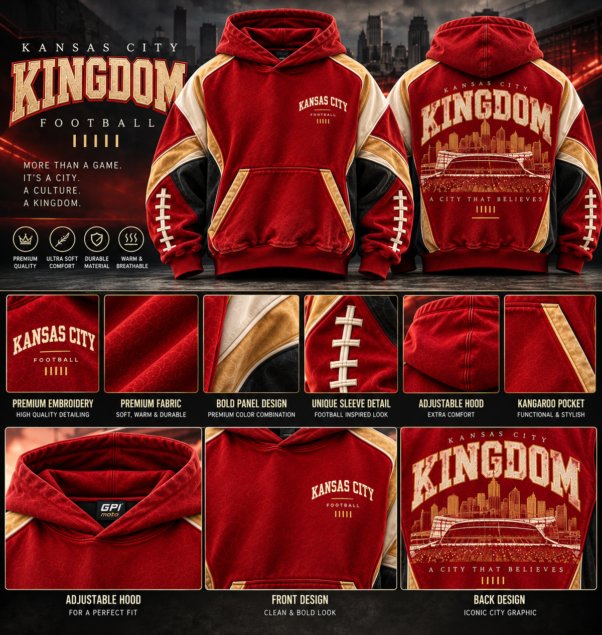 Kansas City Kingdom – Premium Oversized Football Hoodie