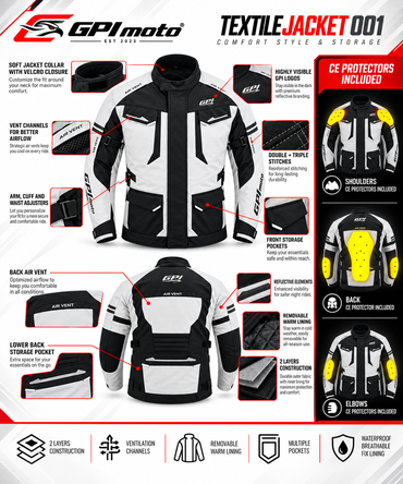 Men’s All-Season 7 Pockets Waterproof High Premium Quality Motorcycle Jacket – Beach/Black-