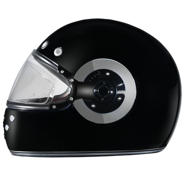 DOT Daytona Retro Full Face Motorcycle Helmet: Vintage Style for Men, Women, & Youth - Hi-Gloss Black w/ Chrome Accents