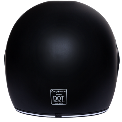 DOT Daytona Retro Full Face Motorcycle Helmet: Vintage Style for Men, Women, & Youth - Dull Black W/ Dull Black Accents