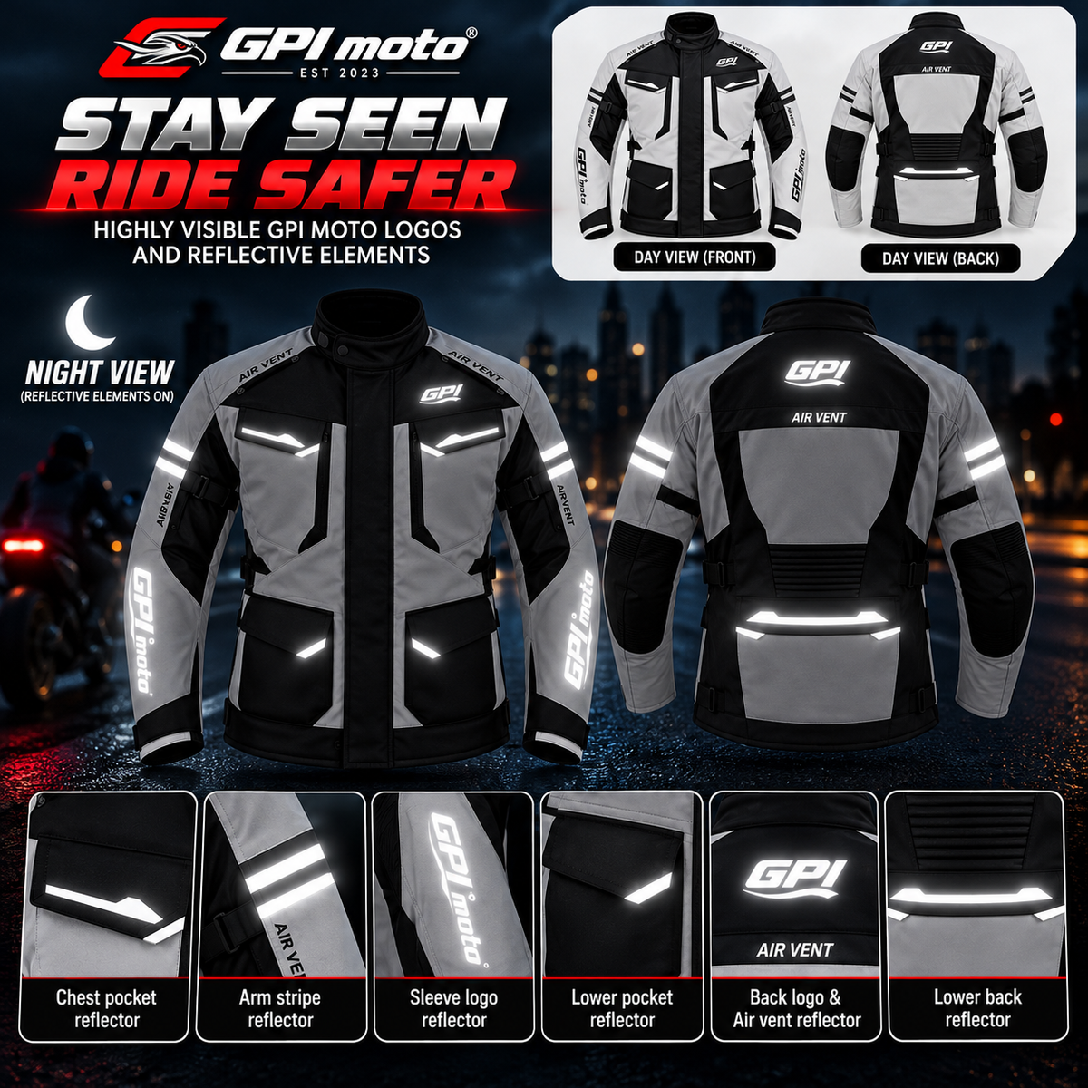 Men’s All-Season 7 Pockets Waterproof High Premium Quality Motorcycle Jacket – Beach/Black-