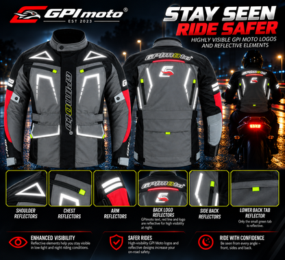 Chaqueta de moto para hombre, suave, ajustable y de alta calidad, para todas las estaciones, con 6 bolsillos, gris/negro