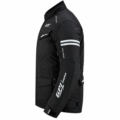 Men’s All-Season High Premium Quality Waterproof Motorcycle Jacket with Removable Armor – Full Black-