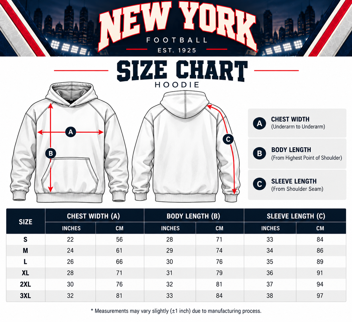 New York Big Blue Nation – Premium Oversized Football Hoodie