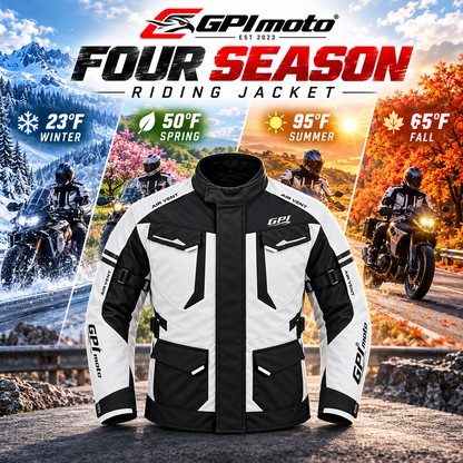 Men’s All-Season 7 Pockets Waterproof High Premium Quality Motorcycle Jacket – Beach/Black-