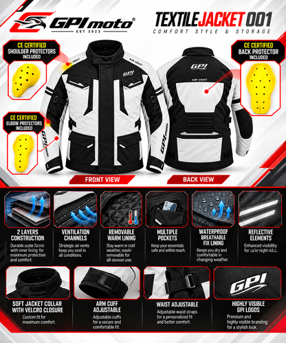 Chaqueta de moto impermeable de alta calidad para hombre, para todas las estaciones, con 7 bolsillos, color playa/negro