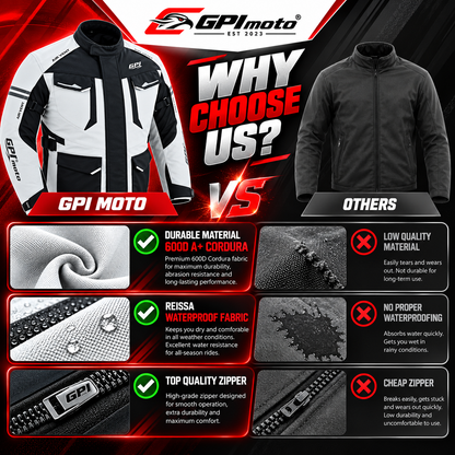 Men’s All-Season 7 Pockets Waterproof High Premium Quality Motorcycle Jacket – Beach/Black-